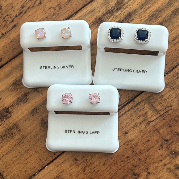 925 Sterling Silver Stud Earrings bundle 3 total